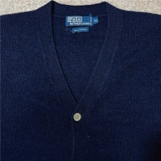 画像3: 「Polo RALPH LAUREN(ポロ ラルフローレン)」ラムズウール100% XL ネイビー カーディガン (3)