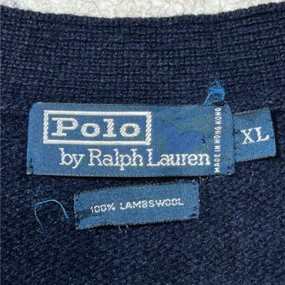 画像2: 「Polo RALPH LAUREN(ポロ ラルフローレン)」ラムズウール100% XL ネイビー カーディガン