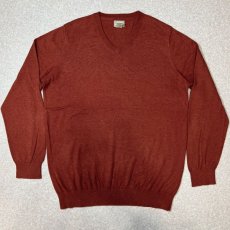 画像1: 「L.L.Bean(エルエルビーン)」XLT カシミヤ混紡 テラコッタ Vネック ニット (1)