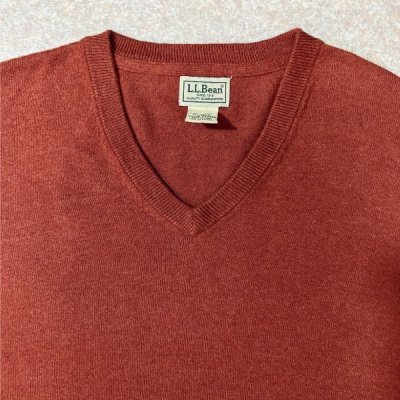 画像2: 「L.L.Bean(エルエルビーン)」XLT カシミヤ混紡 テラコッタ Vネック ニット