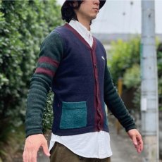 画像17: 「LACOSTE L!VE(ラコステライブ)」マルチカラー 配色 ウール ニット カーディガン (17)