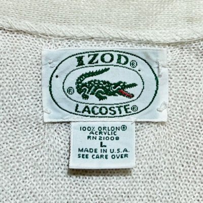 画像2: 「LACOSTE(ラコステ)」IZOD アイゾッド 80s 90s USA製 Lサイズ ホワイト アクリルニット カーディガン