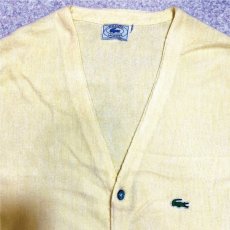 画像3: 「LACOSTE(ラコステ)」IZOD アイゾッド 70s 80s 糸巻きタグ 青ワニ Lサイズ イエロー アクリルニット カーディガン (3)