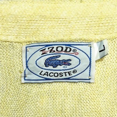 画像2: 「LACOSTE(ラコステ)」IZOD アイゾッド 70s 80s 糸巻きタグ 青ワニ Lサイズ イエロー アクリルニット カーディガン