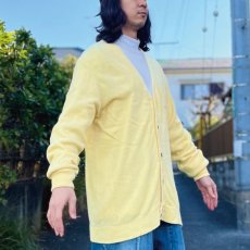 画像21: 「LACOSTE(ラコステ)」IZOD アイゾッド 70s 80s 糸巻きタグ 青ワニ Lサイズ イエロー アクリルニット カーディガン (21)