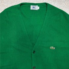 画像3: 「LACOSTE(ラコステ)」IZOD アイゾッド 70s 80s 糸巻きタグ 青ワニ Mサイズ グリーン アクリルニット カーディガン (3)