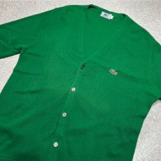 画像19: 「LACOSTE(ラコステ)」IZOD アイゾッド 70s 80s 糸巻きタグ 青ワニ Mサイズ グリーン アクリルニット カーディガン (19)