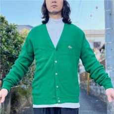 画像20: 「LACOSTE(ラコステ)」IZOD アイゾッド 70s 80s 糸巻きタグ 青ワニ Mサイズ グリーン アクリルニット カーディガン (20)