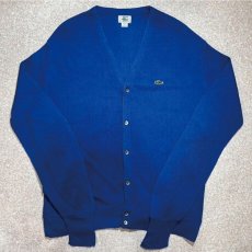 画像1: 「LACOSTE(ラコステ)」IZOD アイゾッド 80s 90s USA製 XLサイズ ブルー アクリルニット カーディガン (1)