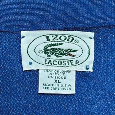 画像2: 「LACOSTE(ラコステ)」IZOD アイゾッド 80s 90s USA製 XLサイズ ブルー アクリルニット カーディガン