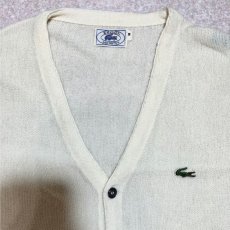 画像3: 「LACOSTE(ラコステ)」IZOD アイゾッド 70s 80s 糸巻きタグ 青ワニ Mサイズ ホワイト アクリルニット カーディガン (3)