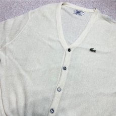 画像18: 「LACOSTE(ラコステ)」IZOD アイゾッド 70s 80s 糸巻きタグ 青ワニ Mサイズ ホワイト アクリルニット カーディガン (18)