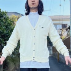 画像19: 「LACOSTE(ラコステ)」IZOD アイゾッド 70s 80s 糸巻きタグ 青ワニ Mサイズ ホワイト アクリルニット カーディガン (19)