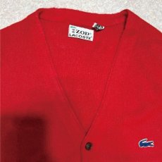 画像3: 「LACOSTE(ラコステ)」IZOD アイゾッド 70s 糸巻きタグ 青ワニ Mサイズ レッド アクリルニット カーディガン (3)