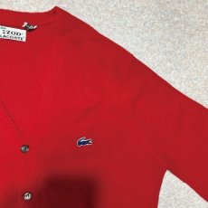 画像4: 「LACOSTE(ラコステ)」IZOD アイゾッド 70s 糸巻きタグ 青ワニ Mサイズ レッド アクリルニット カーディガン (4)