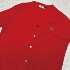 画像18: 「LACOSTE(ラコステ)」IZOD アイゾッド 70s 糸巻きタグ 青ワニ Mサイズ レッド アクリルニット カーディガン (18)