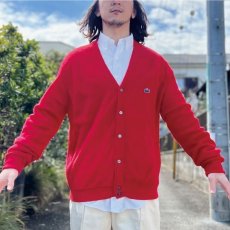 画像19: 「LACOSTE(ラコステ)」IZOD アイゾッド 70s 糸巻きタグ 青ワニ Mサイズ レッド アクリルニット カーディガン (19)