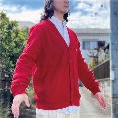 画像20: 「LACOSTE(ラコステ)」IZOD アイゾッド 70s 糸巻きタグ 青ワニ Mサイズ レッド アクリルニット カーディガン (20)