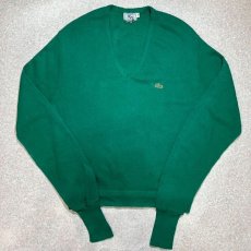 画像1: 「LACOSTE(ラコステ)」IZOD アイゾッド 70s 80s 糸巻きタグ 青ワニ Lサイズ グリーン アクリルニット セーター (1)