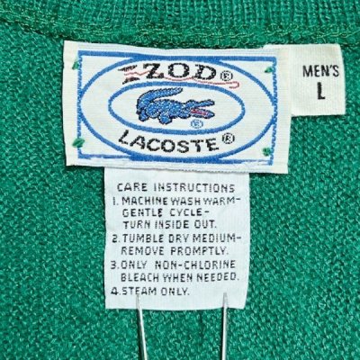 画像2: 「LACOSTE(ラコステ)」IZOD アイゾッド 70s 80s 糸巻きタグ 青ワニ Lサイズ グリーン アクリルニット セーター