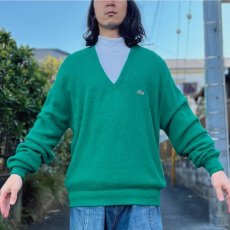 画像16: 「LACOSTE(ラコステ)」IZOD アイゾッド 70s 80s 糸巻きタグ 青ワニ Lサイズ グリーン アクリルニット セーター (16)