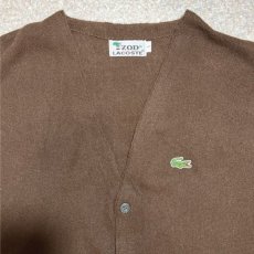 画像3: 「LACOSTE(ラコステ)」IZOD アイゾッド 70s 糸巻きタグ Lサイズ ブラウン アクリルニット カーディガン (3)