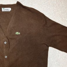 画像4: 「LACOSTE(ラコステ)」IZOD アイゾッド 70s 糸巻きタグ Lサイズ ブラウン アクリルニット カーディガン (4)