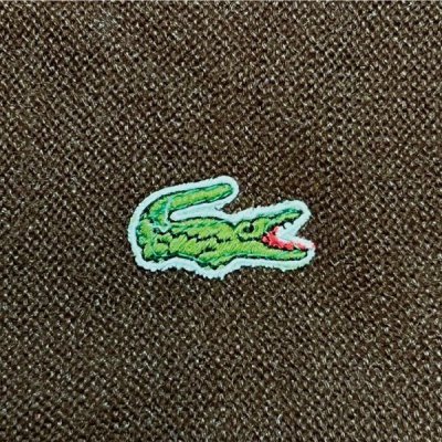 画像1: 「LACOSTE(ラコステ)」IZOD アイゾッド 70s 糸巻きタグ Lサイズ ブラウン アクリルニット カーディガン