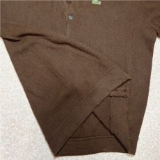 画像10: 「LACOSTE(ラコステ)」IZOD アイゾッド 70s 糸巻きタグ Lサイズ ブラウン アクリルニット カーディガン (10)