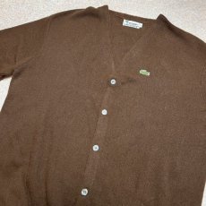 画像19: 「LACOSTE(ラコステ)」IZOD アイゾッド 70s 糸巻きタグ Lサイズ ブラウン アクリルニット カーディガン (19)