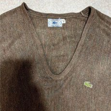 画像3: 「LACOSTE(ラコステ)」IZOD アイゾッド 70s 80s 糸巻きタグ 青ワニ XLサイズ ブラウン アクリルニット セーター (3)