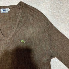 画像4: 「LACOSTE(ラコステ)」IZOD アイゾッド 70s 80s 糸巻きタグ 青ワニ XLサイズ ブラウン アクリルニット セーター (4)