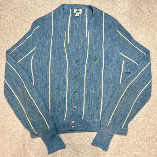 80年代 ラコステ LACOSTE IZOD アクリルニットカーディガン USA製 メンズXXL /eaa306753