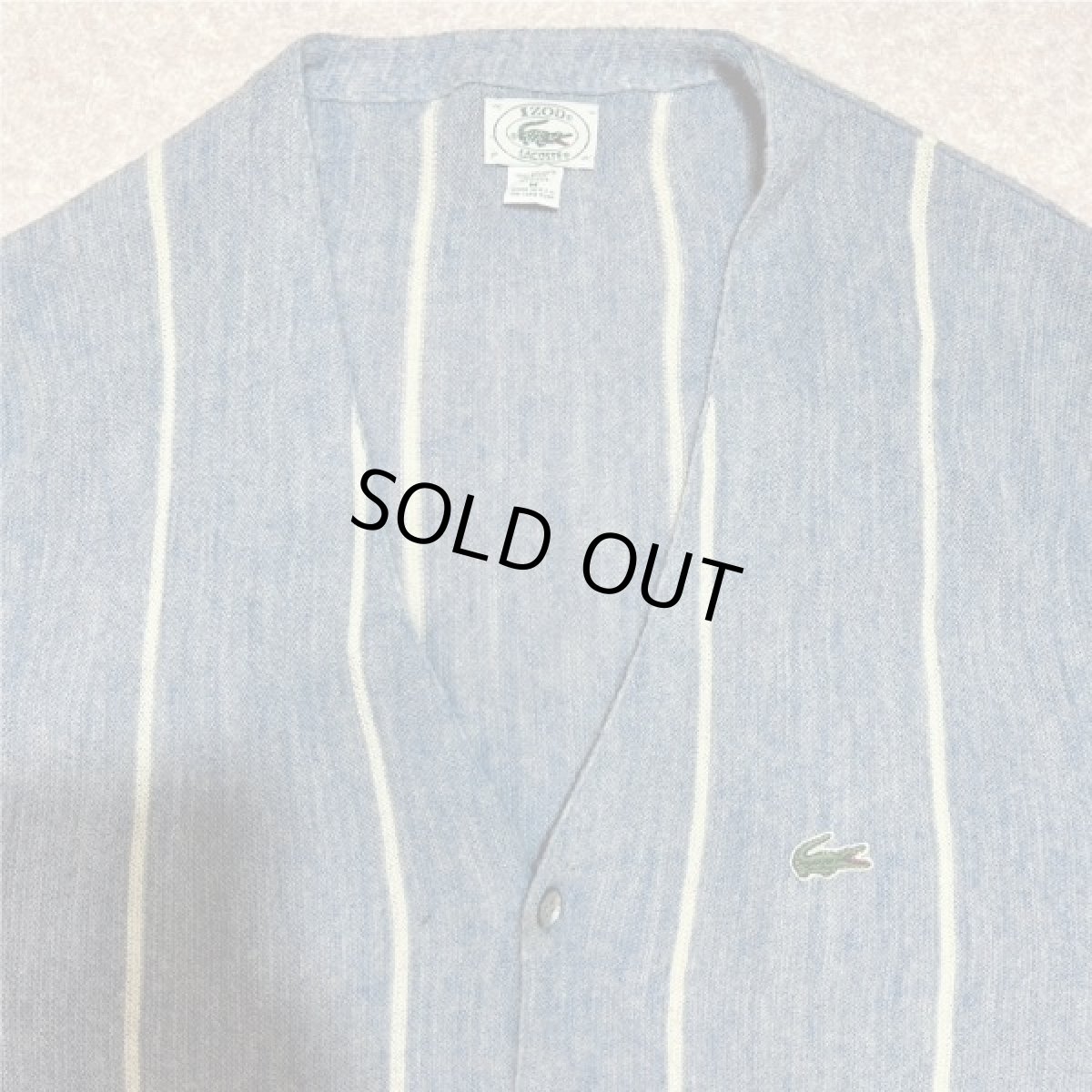 画像3: 「LACOSTE(ラコステ)」IZOD アイゾッド 80s 90s USA製 Mサイズ ブルーストライプ アクリルニット カーディガン (3)