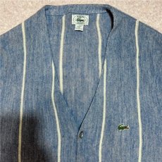 画像3: 「LACOSTE(ラコステ)」IZOD アイゾッド 80s 90s USA製 Mサイズ ブルーストライプ アクリルニット カーディガン (3)