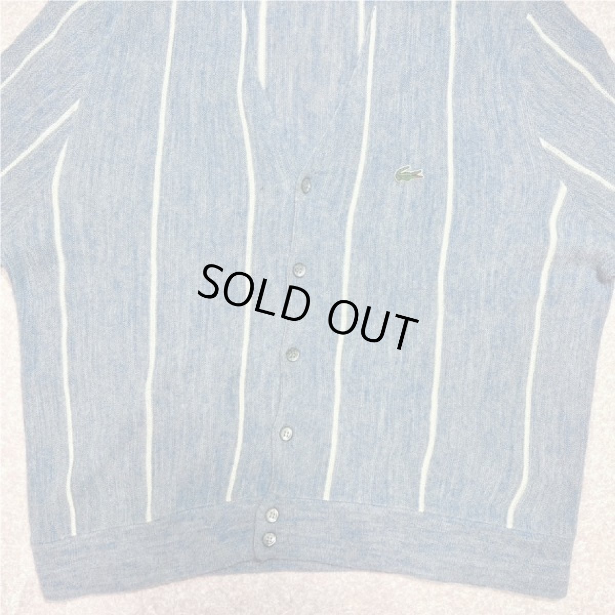 画像5: 「LACOSTE(ラコステ)」IZOD アイゾッド 80s 90s USA製 Mサイズ ブルーストライプ アクリルニット カーディガン (5)