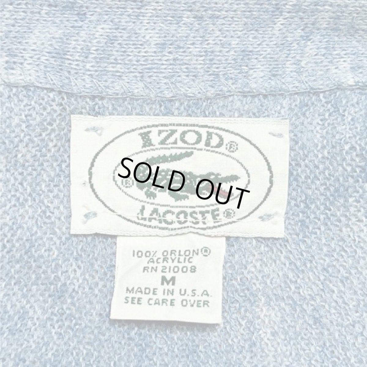 画像8: 「LACOSTE(ラコステ)」IZOD アイゾッド 80s 90s USA製 Mサイズ ブルーストライプ アクリルニット カーディガン (8)
