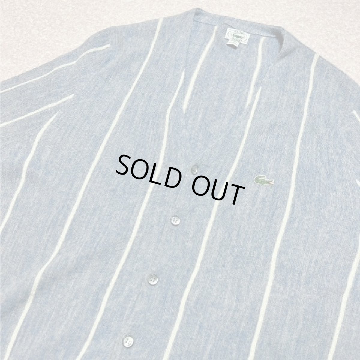 画像18: 「LACOSTE(ラコステ)」IZOD アイゾッド 80s 90s USA製 Mサイズ ブルーストライプ アクリルニット カーディガン (18)