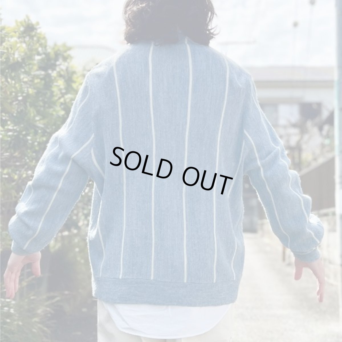 画像23: 「LACOSTE(ラコステ)」IZOD アイゾッド 80s 90s USA製 Mサイズ ブルーストライプ アクリルニット カーディガン (23)