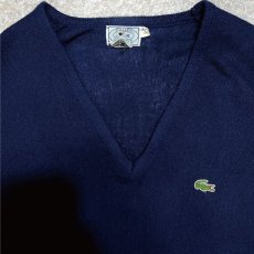 画像3: 「LACOSTE(ラコステ)」IZOD アイゾッド 70s 80s 糸巻きタグ 青ワニ Lサイズ ネイビー アクリルニット セーター (3)