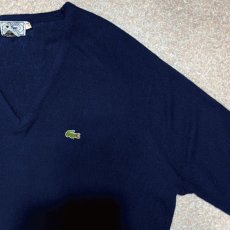 画像4: 「LACOSTE(ラコステ)」IZOD アイゾッド 70s 80s 糸巻きタグ 青ワニ Lサイズ ネイビー アクリルニット セーター (4)