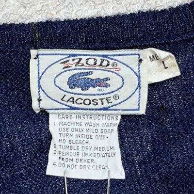 画像2: 「LACOSTE(ラコステ)」IZOD アイゾッド 70s 80s 糸巻きタグ 青ワニ Lサイズ ネイビー アクリルニット セーター