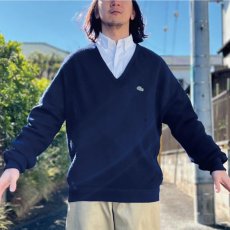 画像16: 「LACOSTE(ラコステ)」IZOD アイゾッド 70s 80s 糸巻きタグ 青ワニ Lサイズ ネイビー アクリルニット セーター (16)