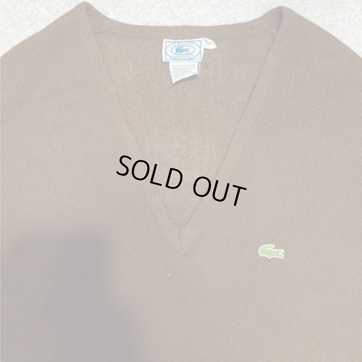 画像3: 「LACOSTE(ラコステ)」IZOD アイゾッド 70s 80s 糸巻きタグ 青ワニ Lサイズ ブラウン アクリルニット セーター (3)