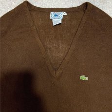 画像3: 「LACOSTE(ラコステ)」IZOD アイゾッド 70s 80s 糸巻きタグ 青ワニ Lサイズ ブラウン アクリルニット セーター (3)