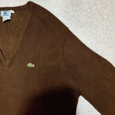 画像4: 「LACOSTE(ラコステ)」IZOD アイゾッド 70s 80s 糸巻きタグ 青ワニ Lサイズ ブラウン アクリルニット セーター (4)