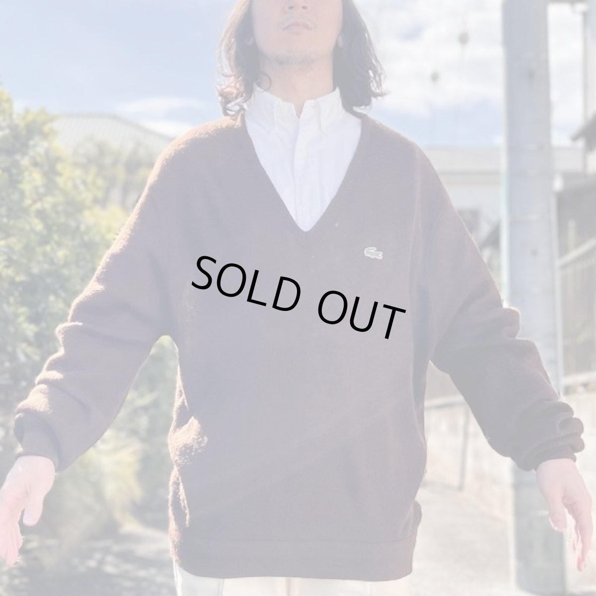 画像16: 「LACOSTE(ラコステ)」IZOD アイゾッド 70s 80s 糸巻きタグ 青ワニ Lサイズ ブラウン アクリルニット セーター (16)