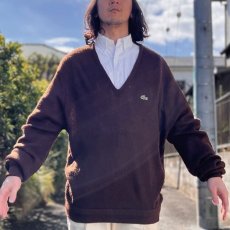 画像16: 「LACOSTE(ラコステ)」IZOD アイゾッド 70s 80s 糸巻きタグ 青ワニ Lサイズ ブラウン アクリルニット セーター (16)