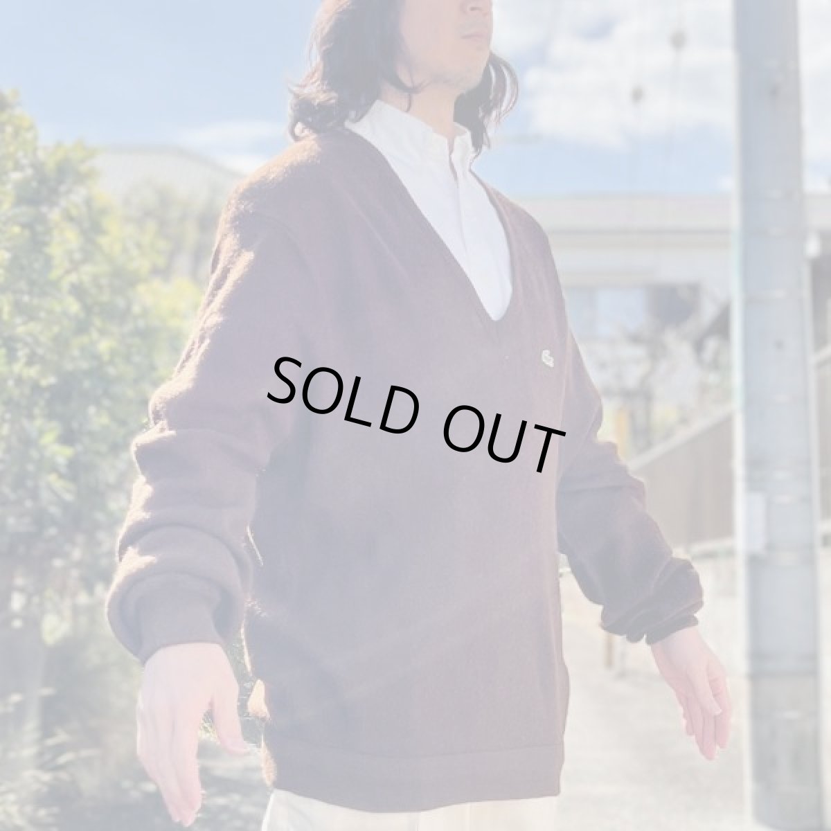 画像17: 「LACOSTE(ラコステ)」IZOD アイゾッド 70s 80s 糸巻きタグ 青ワニ Lサイズ ブラウン アクリルニット セーター (17)