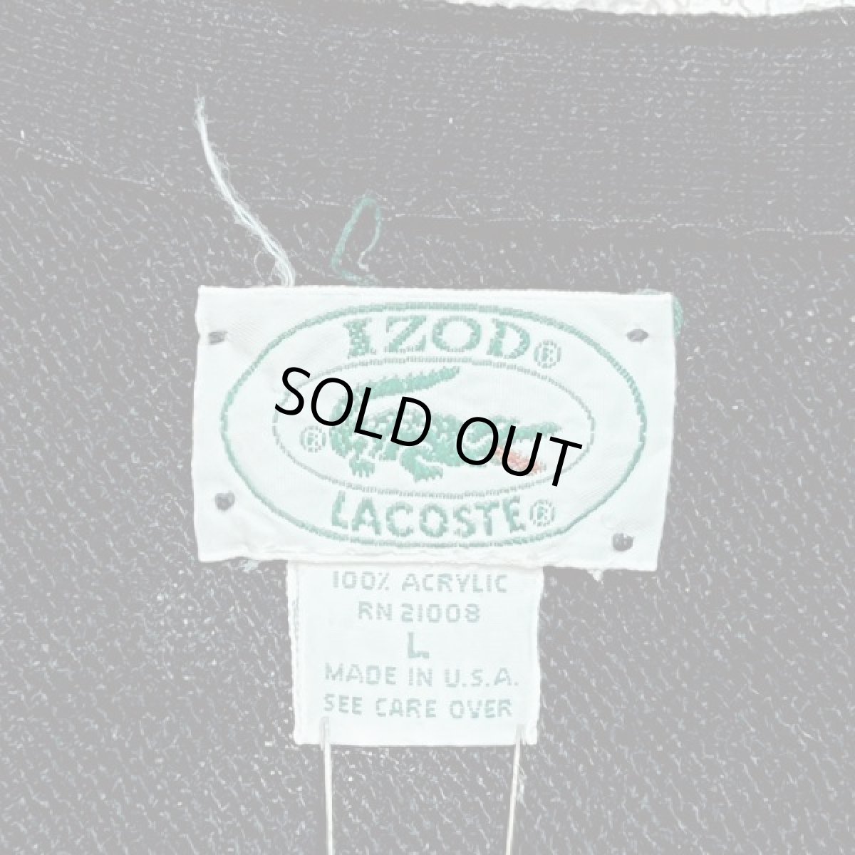 画像7: 「LACOSTE(ラコステ)」IZOD アイゾッド 80s 90s USA製 Lサイズ ブラック アクリルニット カーディガン (7)